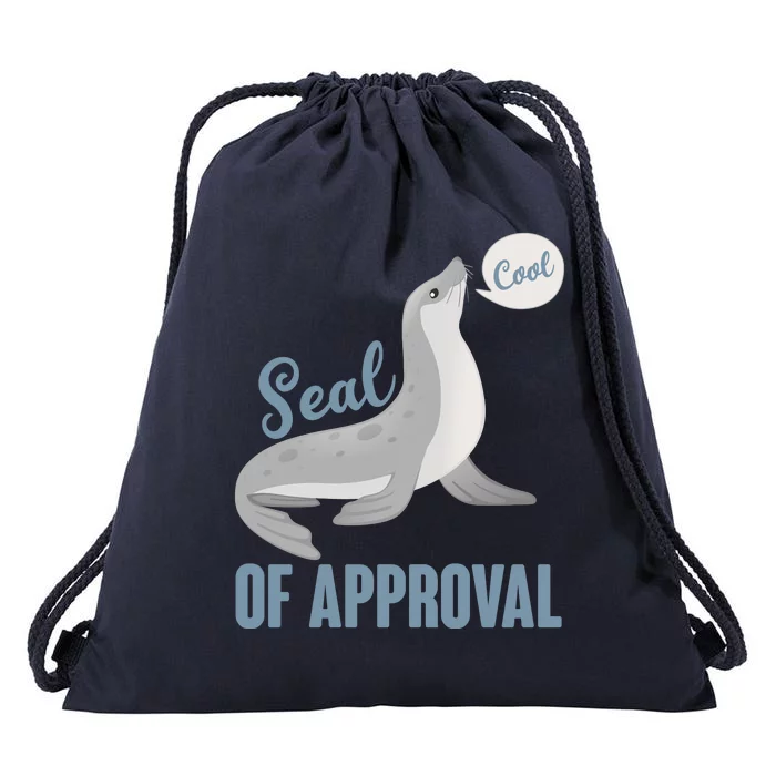 Funny Cute Seal Of Approval Drawstring Bag