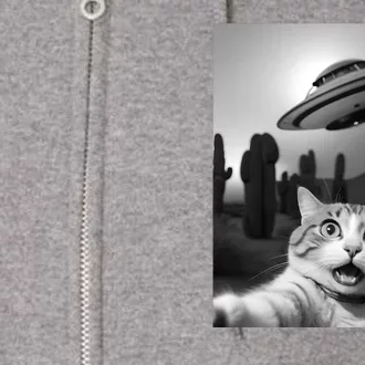 Funny Cat Selfie With A Ufo Full Zip Hoodie