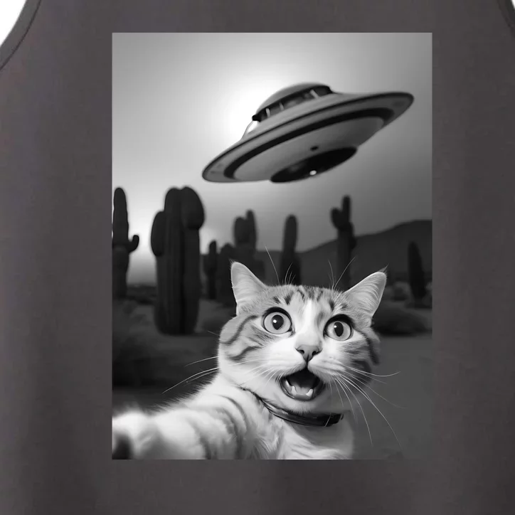 Funny Cat Selfie With A Ufo Performance Tank