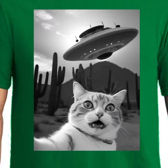 Funny Cat Selfie With A Ufo Pajama Set