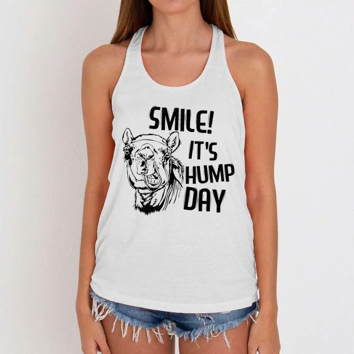 Funny Camel Smile! ItS Hump Day Funny Hump Day Women's Knotted Racerback Tank