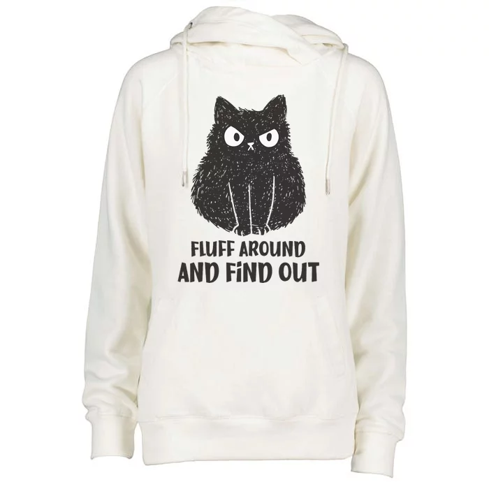 Funny Cat Shirt Fluff Around and Find Out Womens Funnel Neck Pullover Hood