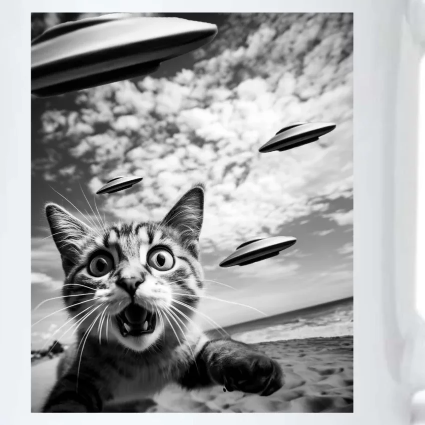 Funny Cat Selfie With Alien Ufos Funny Cat Lovers AlienS Ufo Black Color Changing Mug