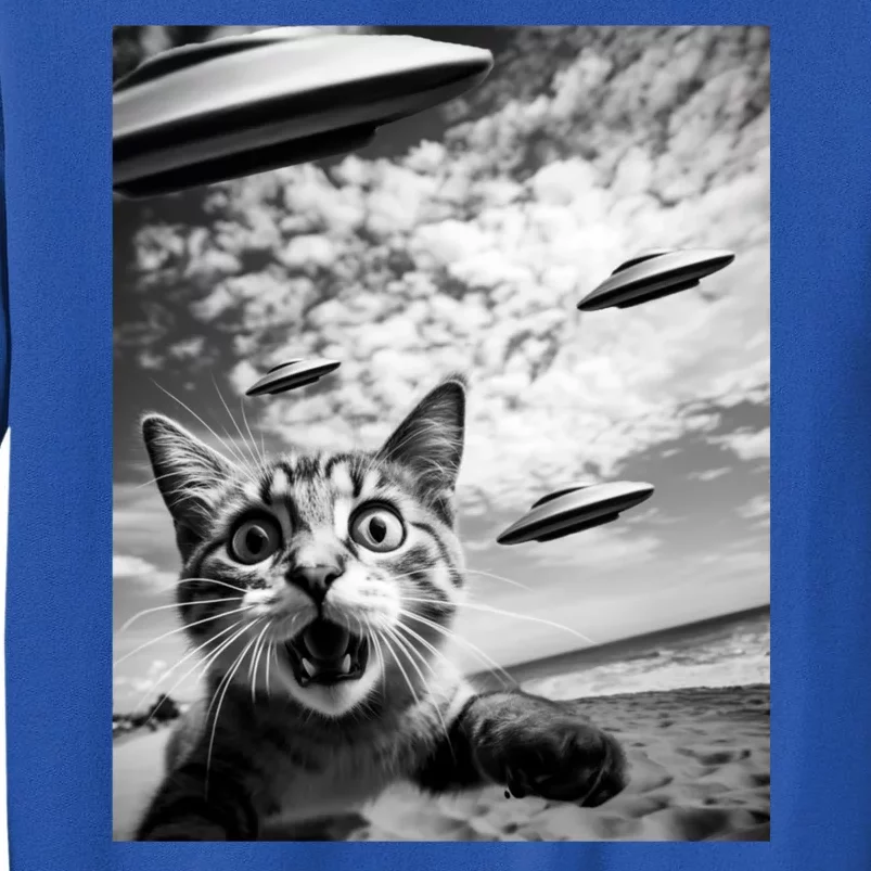 Funny Cat Selfie With Alien Ufos Funny Cat Lovers AlienS Ufo Tall Sweatshirt