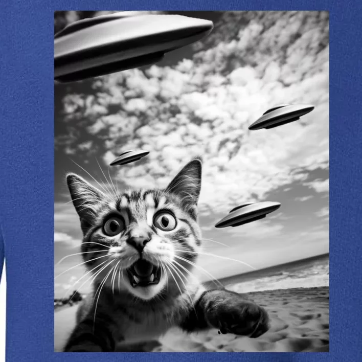 Funny Cat Selfie With Alien Ufos Funny Cat Lovers AlienS Ufo Toddler Sweatshirt