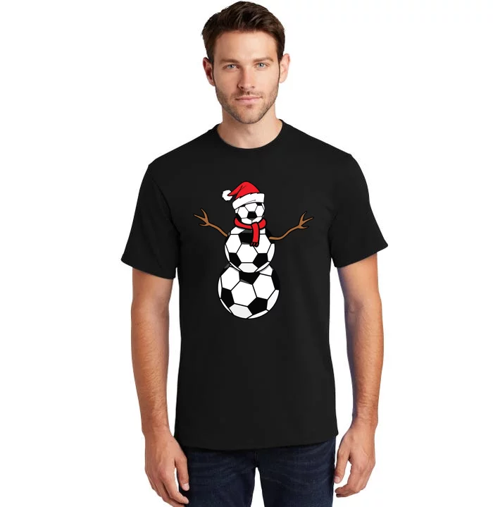 Funny Christmas Soccer Balls Santa Snowman Tall T-Shirt