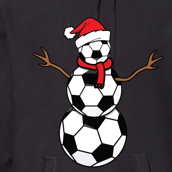 Funny Christmas Soccer Balls Santa Snowman Premium Hoodie