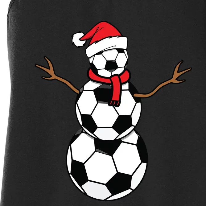 Funny Christmas Soccer Balls Santa Snowman Women's Racerback Tank