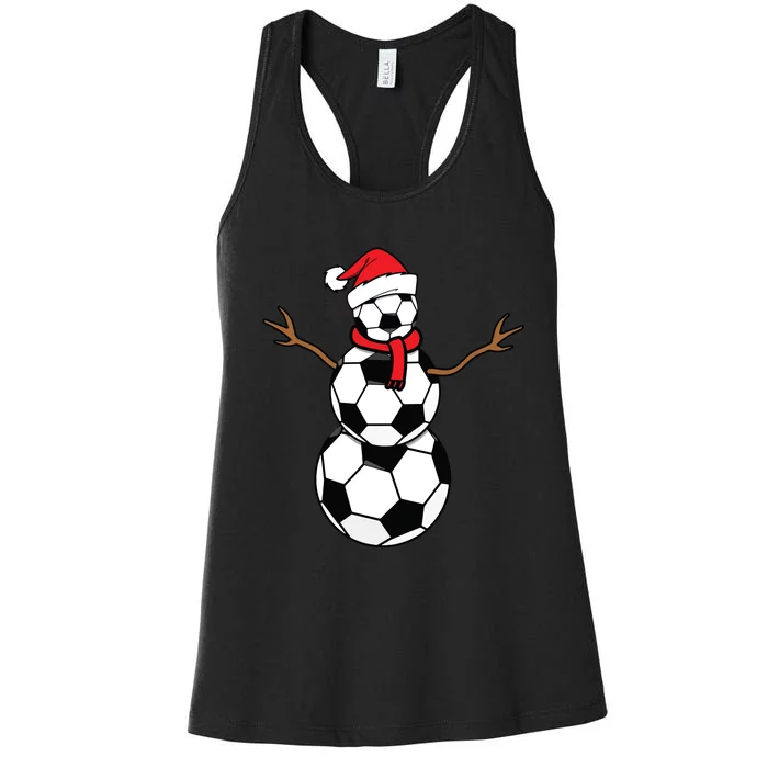 Funny Christmas Soccer Balls Santa Snowman Women's Racerback Tank