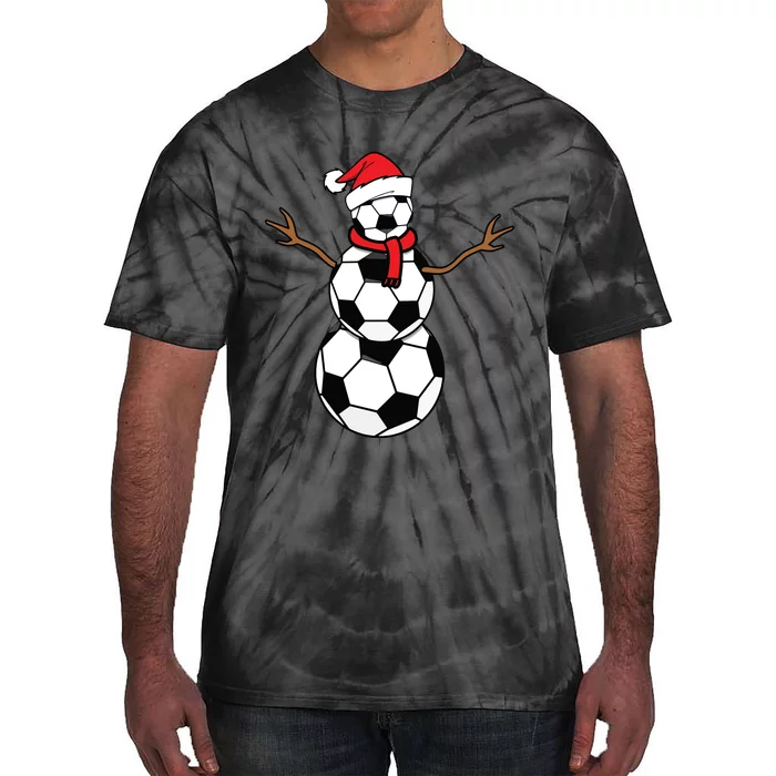 Funny Christmas Soccer Balls Santa Snowman Tie-Dye T-Shirt