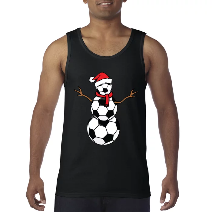 Funny Christmas Soccer Balls Santa Snowman Tank Top