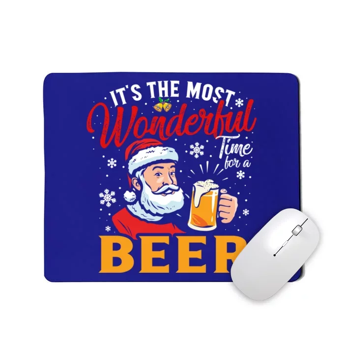 Funny Christmas Santa Claus Ing Beer Wonderful Time Gift Mousepad