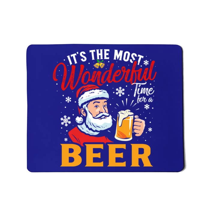 Funny Christmas Santa Claus Ing Beer Wonderful Time Gift Mousepad