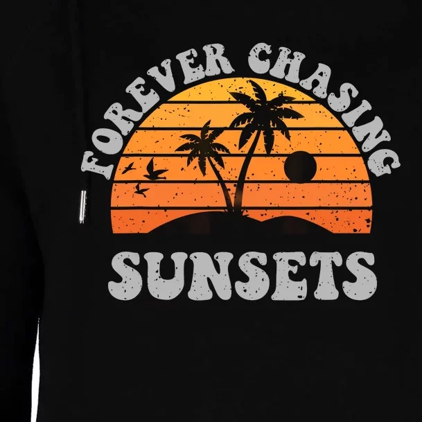 Forever Chasing Sunsets Funny Retro Sunset Photographer Men Womens Funnel Neck Pullover Hood