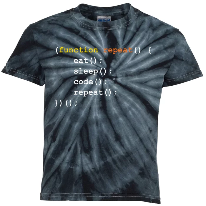 Funny Computer Science Programmer Eat Sleep Code Kids Tie-Dye T-Shirt