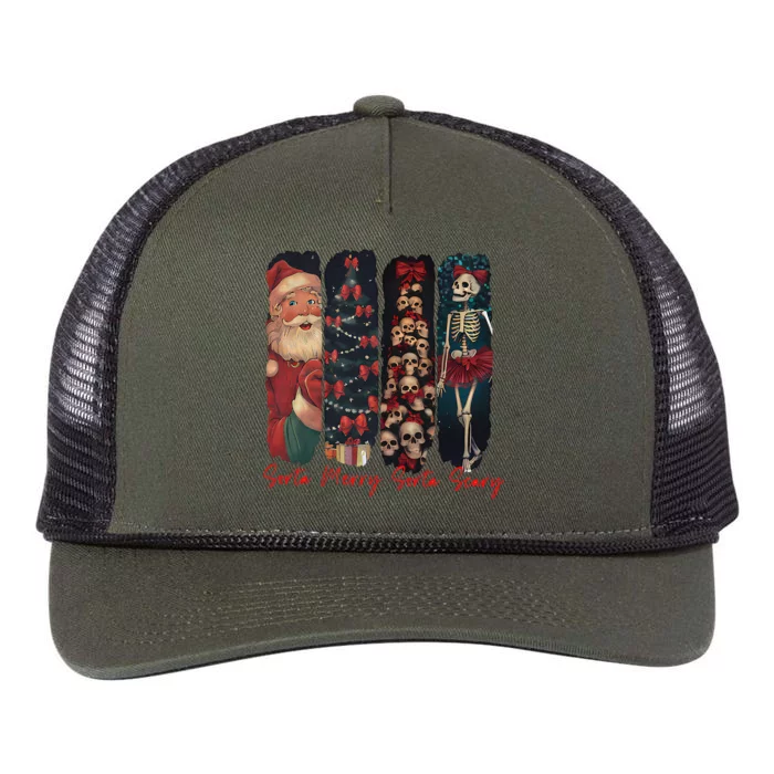 Funny Christmas Sorta Merry Sorta Scary Skull Xmas Tree Retro Rope Trucker Hat Cap