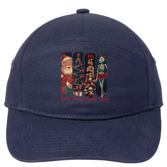 Funny Christmas Sorta Merry Sorta Scary Skull Xmas Tree 7-Panel Snapback Hat