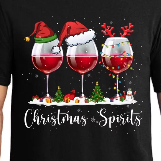 Funny Christmas Spirits Glasses Of Wine Xmas Ing Party Cool Gift Pajama Set