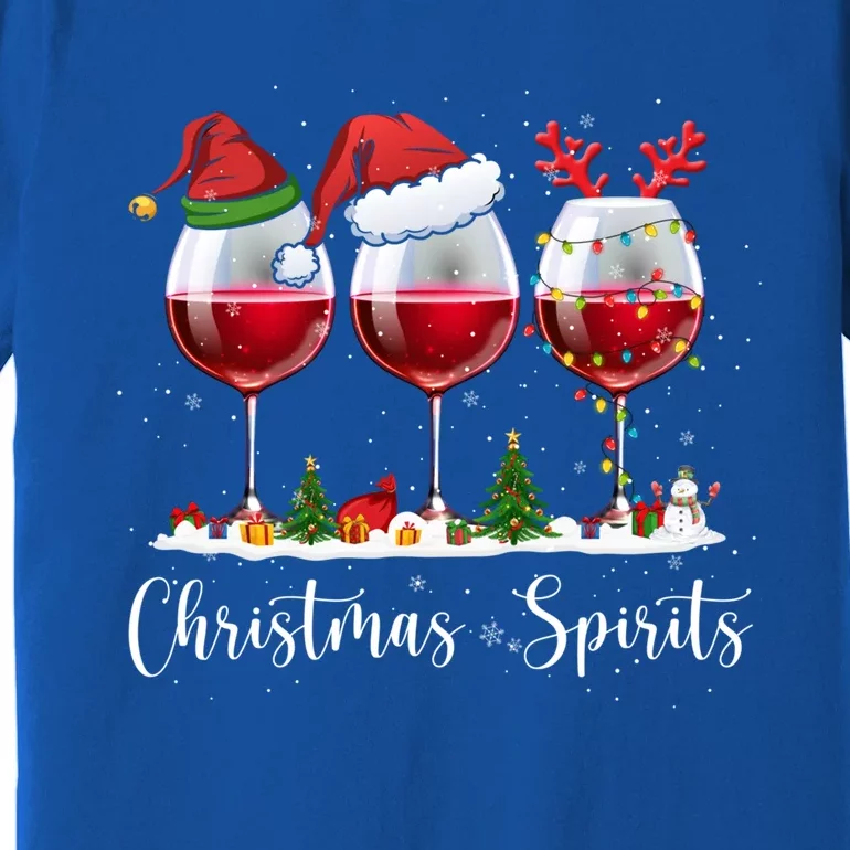 Funny Christmas Spirits Glasses Of Wine Xmas Ing Party Cool Gift Premium T-Shirt