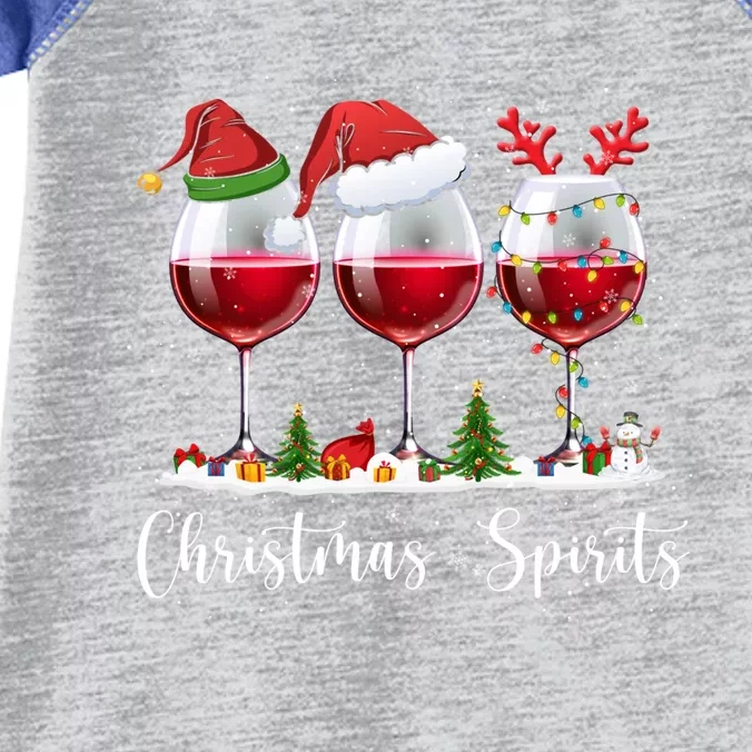 Funny Christmas Spirits Glasses Of Wine Xmas Ing Party Cool Gift Infant Baby Jersey Bodysuit