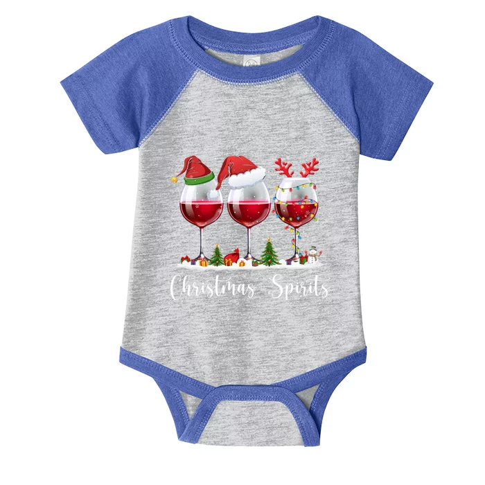 Funny Christmas Spirits Glasses Of Wine Xmas Ing Party Cool Gift Infant Baby Jersey Bodysuit