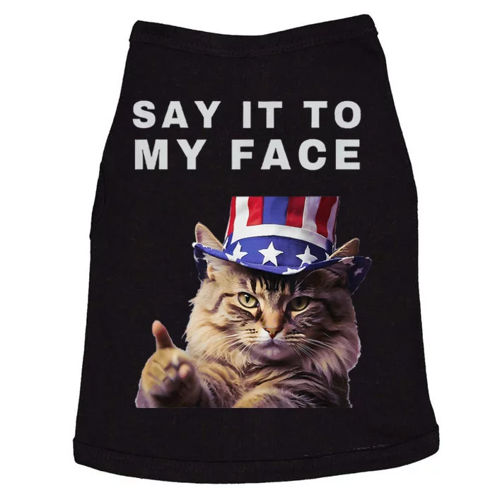 Funny Cat Say It To My Face Kamala Harris Doggie Tank