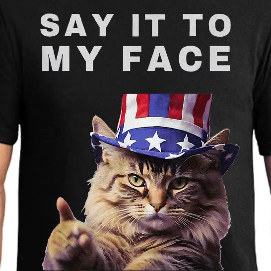 Funny Cat Say It To My Face Kamala Harris Pajama Set