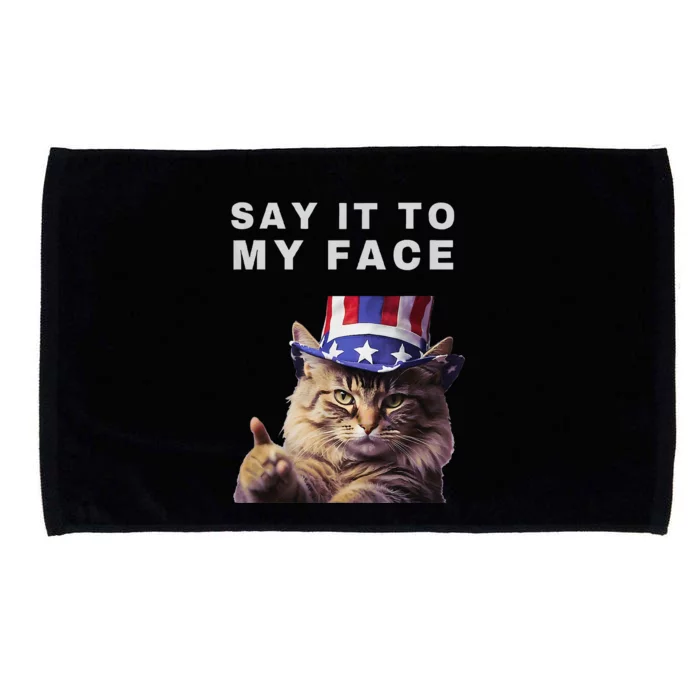 Funny Cat Say It To My Face Kamala Harris Microfiber Hand Towel