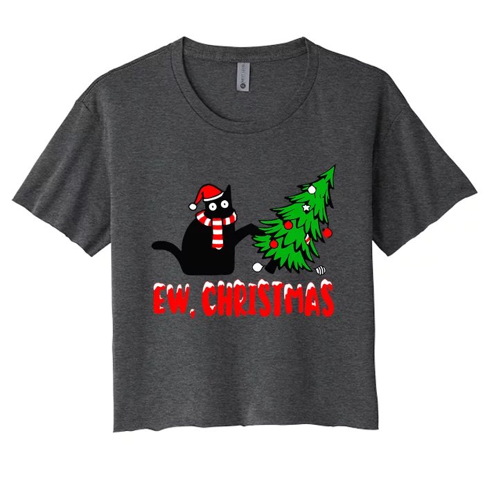 Funny Cats Sarcastic Anti Christmas Cats Women's Crop Top Tee