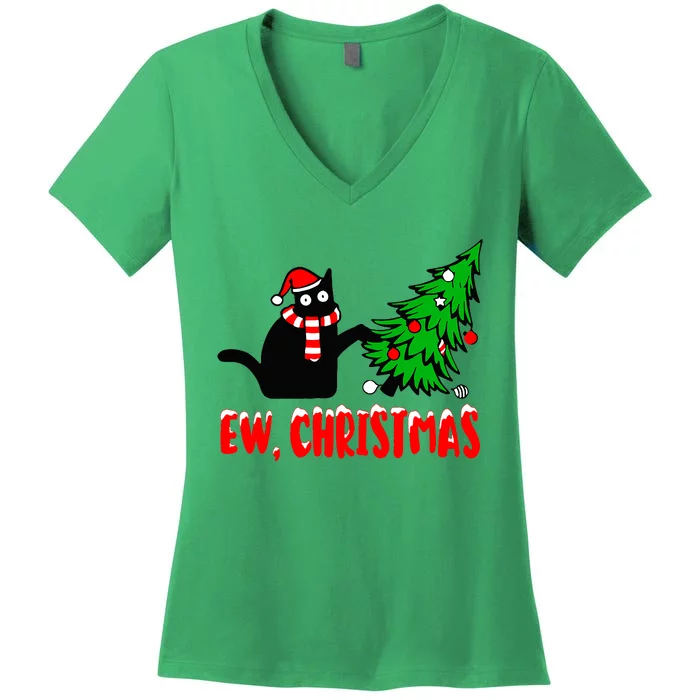 Funny Cats Sarcastic Anti Christmas Cats Women's V-Neck T-Shirt