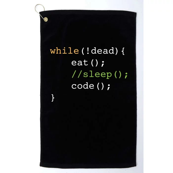 Funny Computer Science Programmer Eat Sleep Code Platinum Collection Golf Towel