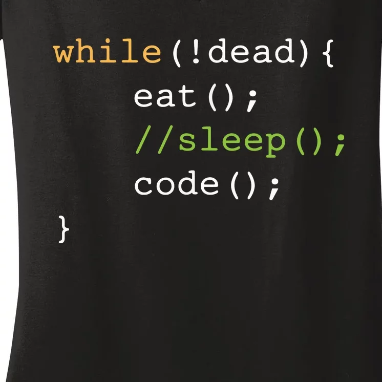 Funny Computer Science Programmer Eat Sleep Code Women's V-Neck T-Shirt