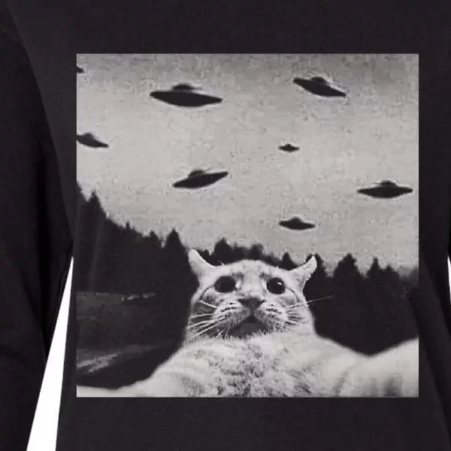 Funny Cat Selfie With Alien Ufos Funny Cat Lovers AlienS Ufo Womens Cotton Relaxed Long Sleeve T-Shirt