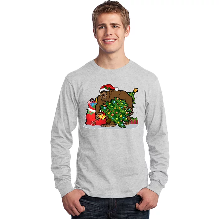 Funny Christmas Santa Sasquatch Bigfoot Long Sleeve Shirt