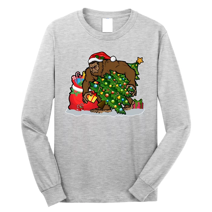 Funny Christmas Santa Sasquatch Bigfoot Long Sleeve Shirt