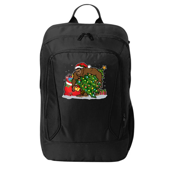 Funny Christmas Santa Sasquatch Bigfoot City Backpack