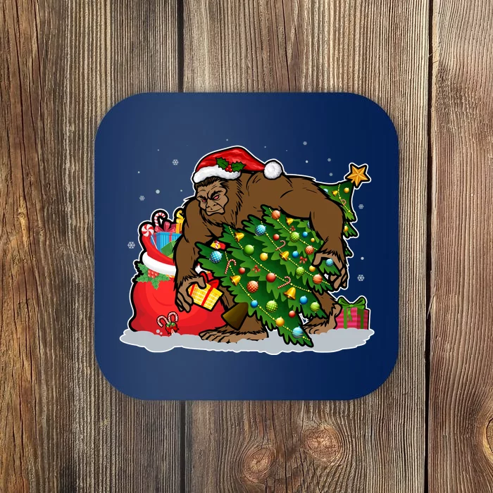 Funny Christmas Santa Sasquatch Bigfoot Coaster