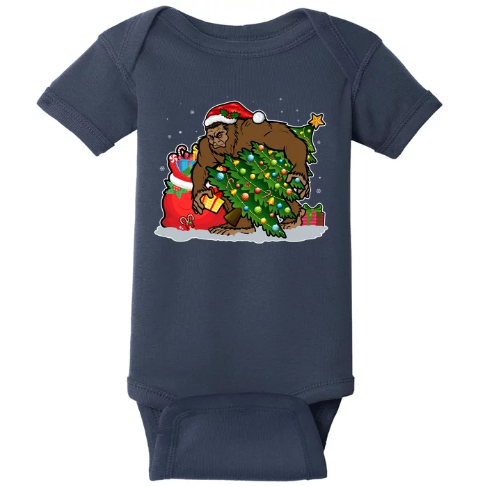 Funny Christmas Santa Sasquatch Bigfoot Baby Bodysuit