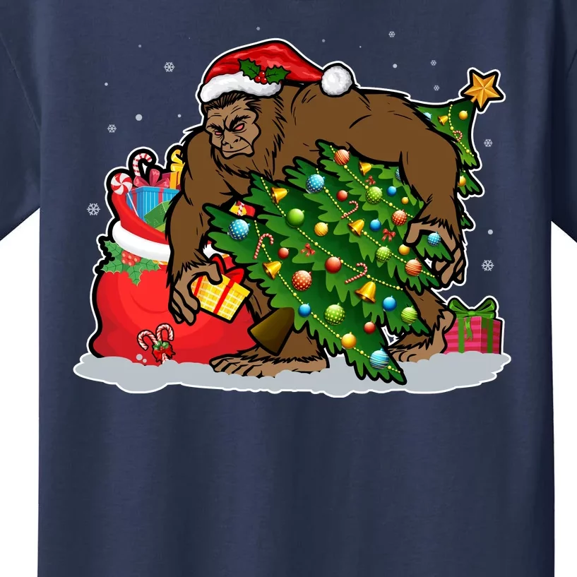 Funny Christmas Santa Sasquatch Bigfoot Kids T-Shirt