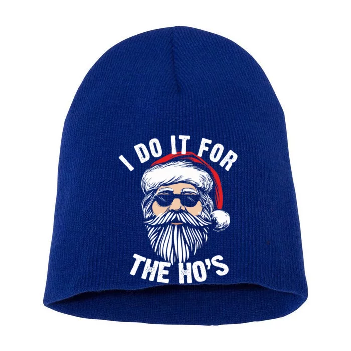 Funny Christmas Santa I Do It For The Hos Holiday Mood Funny Gift Short Acrylic Beanie