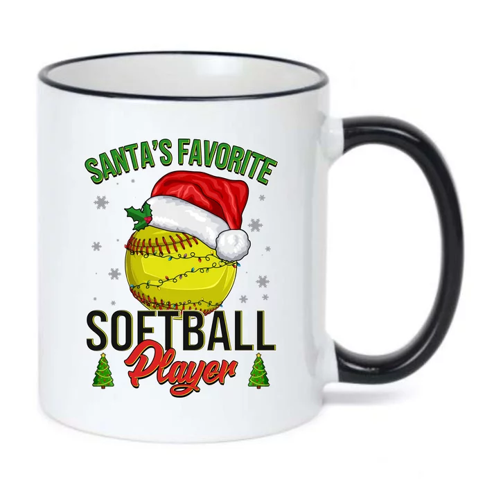 Funny Christmas Santa's Favorite Softball Player Black Color Changing Mug