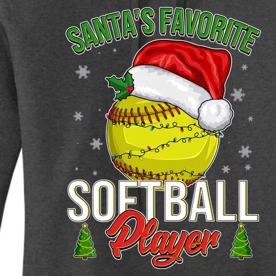 Funny Christmas Santa's Favorite Softball Player Women's Pullover Hoodie