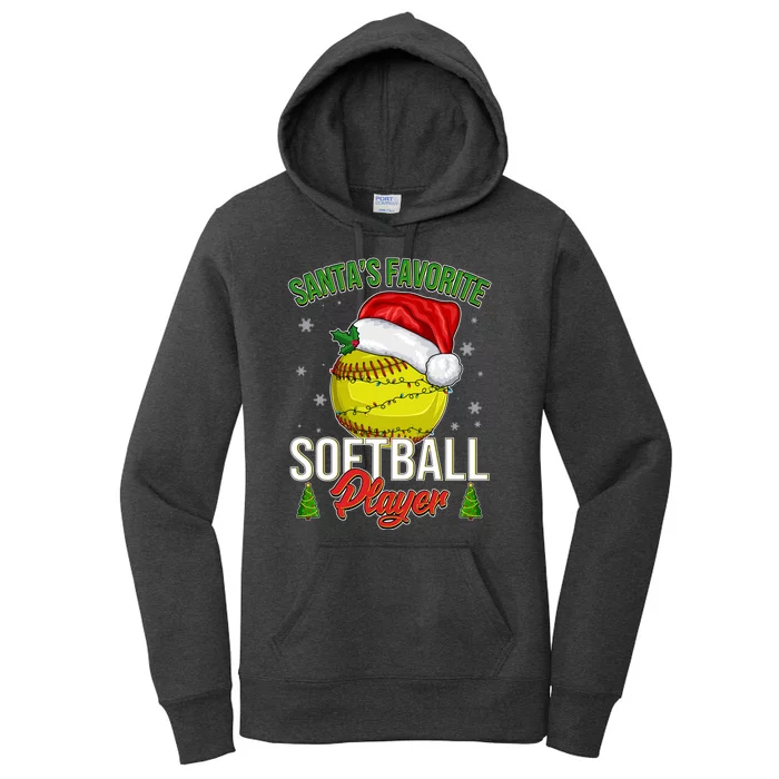 Funny Christmas Santa's Favorite Softball Player Women's Pullover Hoodie