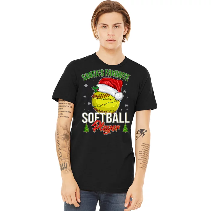 Funny Christmas Santa's Favorite Softball Player Premium T-Shirt