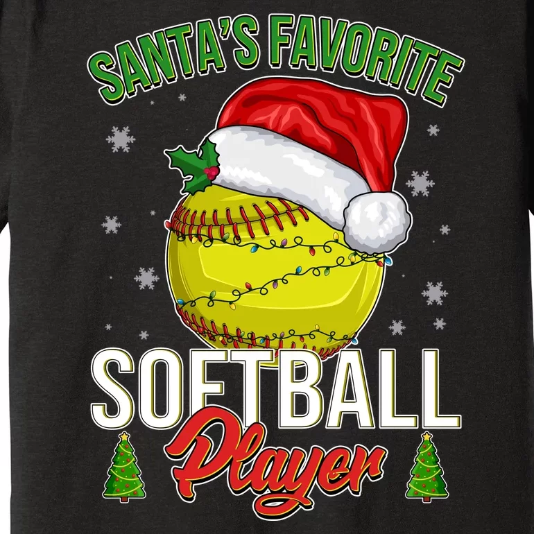 Funny Christmas Santa's Favorite Softball Player Premium T-Shirt