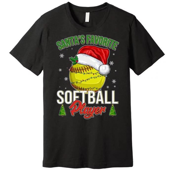 Funny Christmas Santa's Favorite Softball Player Premium T-Shirt