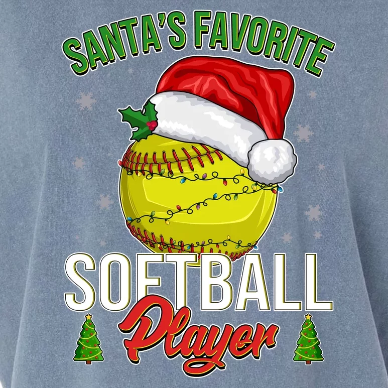 Funny Christmas Santa's Favorite Softball Player Garment-Dyed Women's Muscle Tee