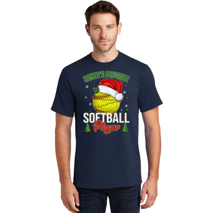 Funny Christmas Santa's Favorite Softball Player Tall T-Shirt