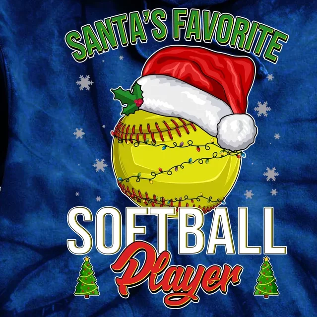 Funny Christmas Santa's Favorite Softball Player Tie Dye Hoodie