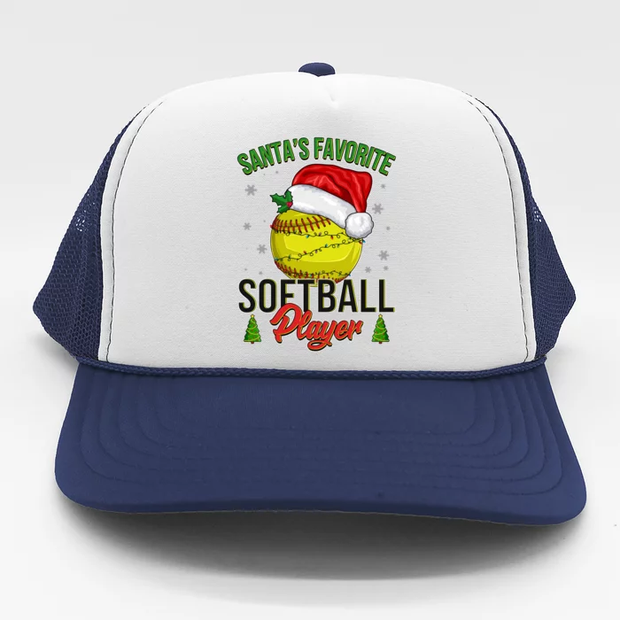 Funny Christmas Santa's Favorite Softball Player Trucker Hat